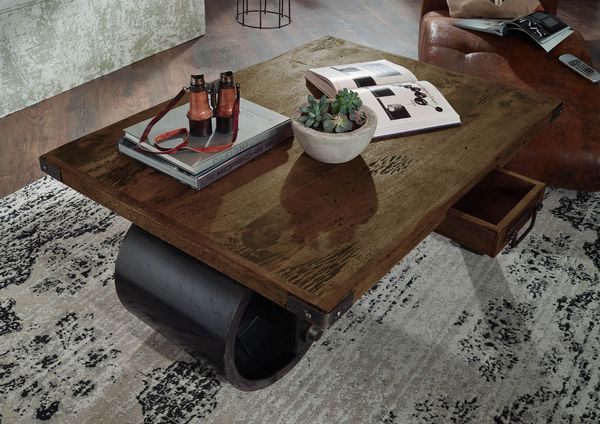 Couchtisch Mango 110x80x43 braun lackiert RAILWAY #405
