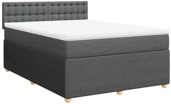 vidaXL Boxspringbett mit Matratze Dunkelgrau 140x190 cm Stoff 3287466