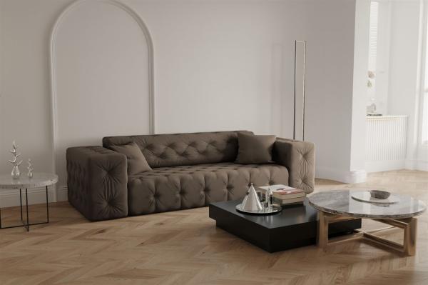 Sofa Designersofa CHANTAL 3-Sitzer in Stoff Opera Velvet Braun