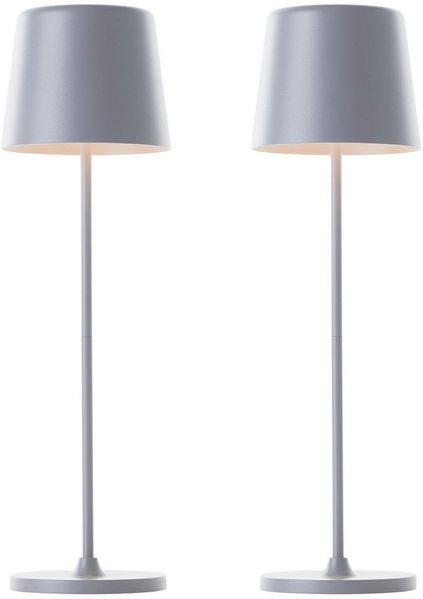Brilliant LED Tischleuchte Kaami - mobile LED Außen Akku Tischlampe 2er-Set, Dimmfunktion, mehrere Helligkeitsstufen, LED fest integriert, Warmweiß, 310 lm, Touchdimmer, USB, Akku, Outdoor, Indoor, Akkuleuchte 37cm hoch