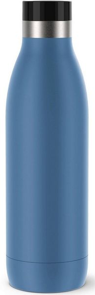 Emsa Bludrop Isolier-Trinkflasche, 0,7 Liter, 100% dicht, Quick-Press Verschluss, Ergonomischer 360° Trinkgenuss, 12h warm, 24h kühl, einfache Reinigung, Edelstahl, Pulverbeschichtung, Blau, N3112200