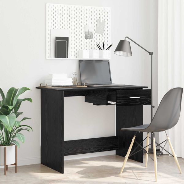 vidaXL Schreibtisch mit Speicher Schwarz Eichen-Optik 100 x 50 x 76 cm 875250