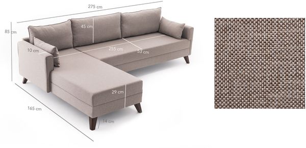 Ecksofa, 'Bella', 85 x 165 x 275, Creme Bild 7