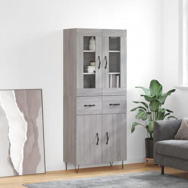 vidaXL Highboard Grau Sonoma 69,5x34x180 cm Holzwerkstoff 3198567