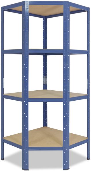 shelfplaza HOME 155x90x60 cm Eckregal in blau mit 4 Böden und 175 kg Traglast pro Boden