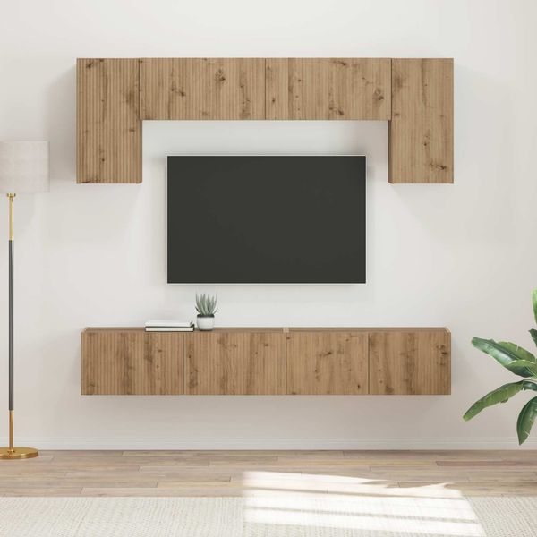 vidaXL TV-Schrankset Wandmontiert 4 pcs Beton Grau Holzwerkstoff 3409081