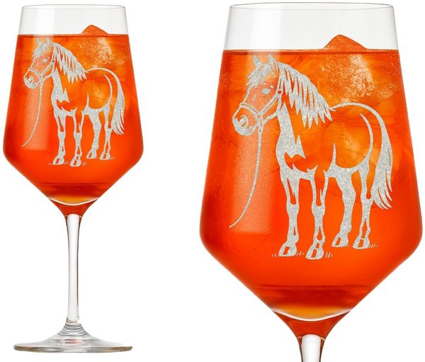 eXODA Weinglas Pferd mit Halfter 350ml - Spülmaschinenfest royal Gravur, 1-tlg, Glas, Atemberaubende Darstellung