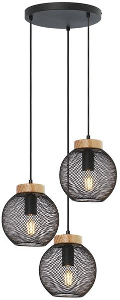 Hängeleuchte, Käfig-Design, Holz, schwarz , H 120cm