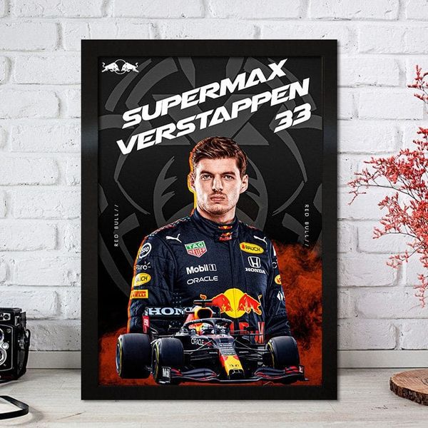 Poster Formel 1 Max Verstappen Rennfahrer Helm Rennwagen Red Bull · Deko Print ohne Rahmen - E / 30x40 cm
