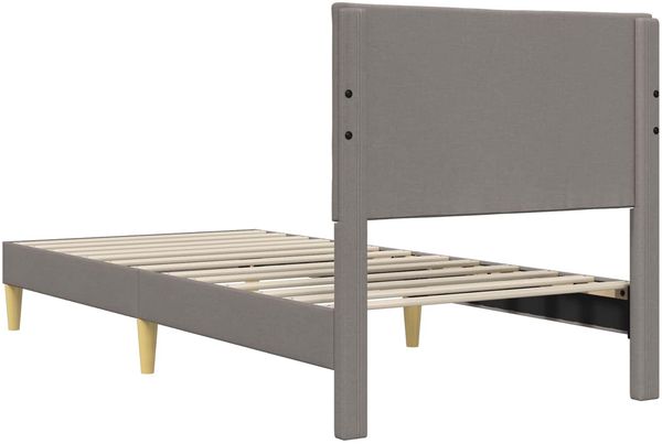 vidaXL Bettrahmen mit Kopfteil Taupe 90 x 200 cm Stoff 42027562 Bild 6