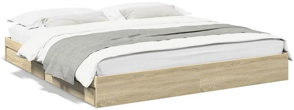 Doppelbett, Bettgestell Modernen mit Schubladen Sonoma-Eiche 180x200cm Holzwerkstoff d1640e