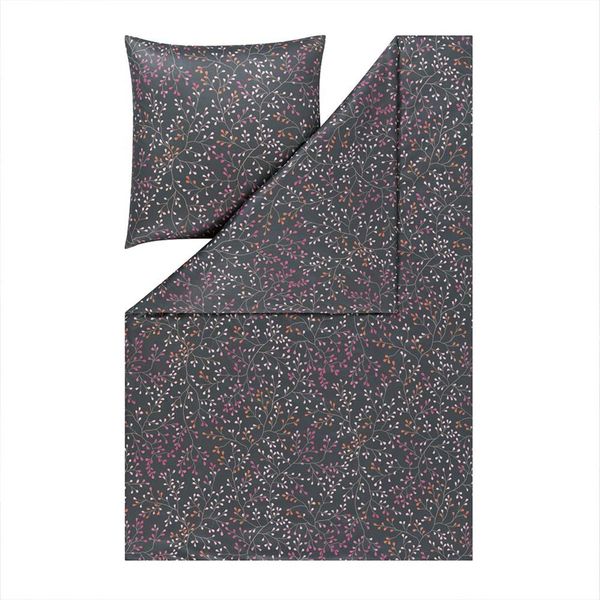 Estella Mako Jersey Bettwäsche 135x200 Aline grau Blätterrispen Zweige 6391-810 Bild 2