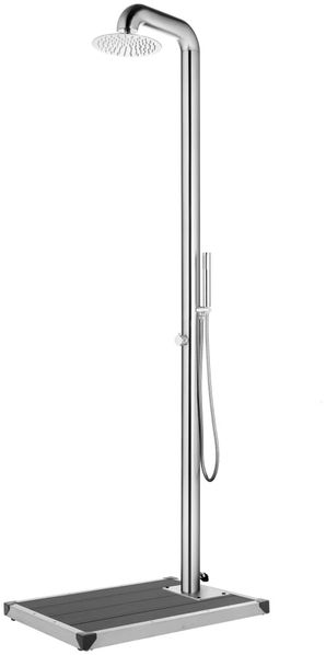 vidaXL Gartendusche mit Grauer Bodenplatte 230 cm Edelstahl 3070784