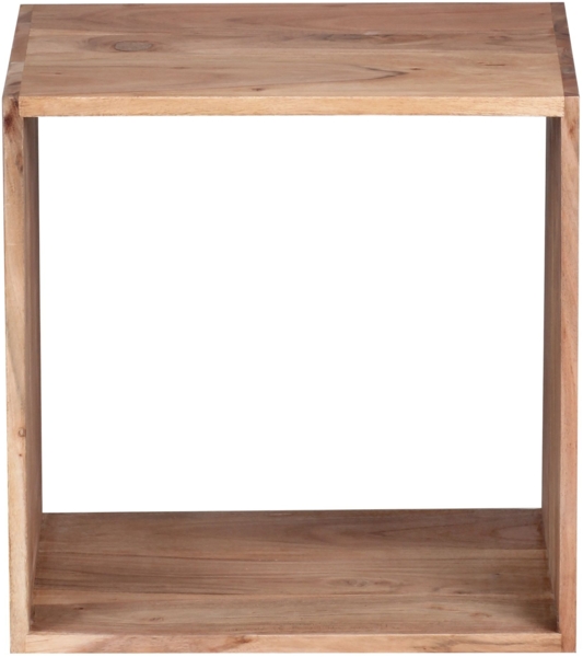 Standregal MUMBAI Massivholz Akazie 43,5 cm Cube Regal Design Holzregal Naturprodukt Beistelltisch Landhaus-Stil