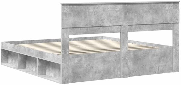 vidaXL Bettrahmen mit Kopfteil Beton 180 x 200 cm Massives Kiefernholz 3409730 Bild 9