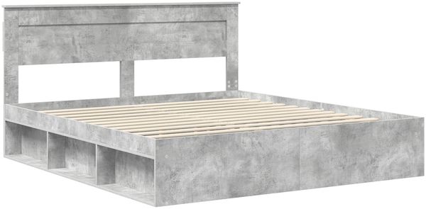 vidaXL Bettrahmen mit Kopfteil Beton 180 x 200 cm Massives Kiefernholz 3409730 Bild 4