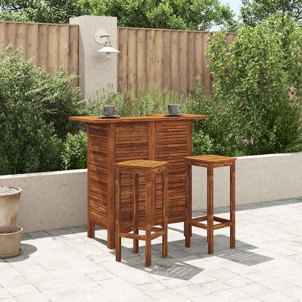 vidaXL Bartisch und Stuhl-Set 3-tlg. Akazienholz Massiv [44008]