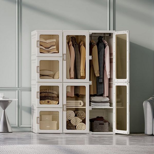 Dripex Kleiderschrank Faltbarer Schrank, Mehrzweckschrank, mit magnetische Türen Einfache Montage, faltbar