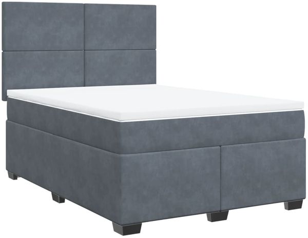vidaXL Boxspringbett mit Matratze Dunkelgrau 140x200 cm Samt 3293225 Bild 3
