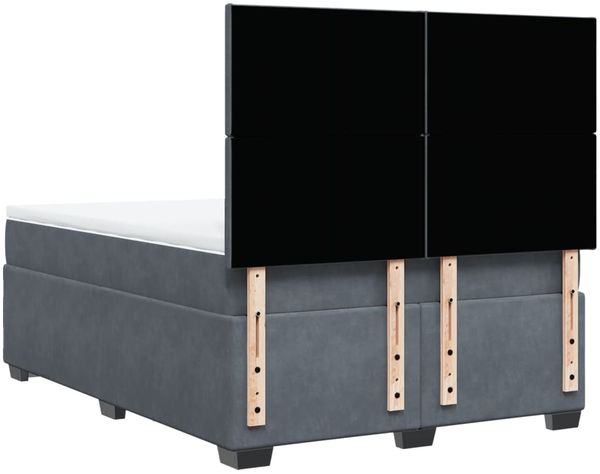 vidaXL Boxspringbett mit Matratze Dunkelgrau 140x200 cm Samt 3293225 Bild 12