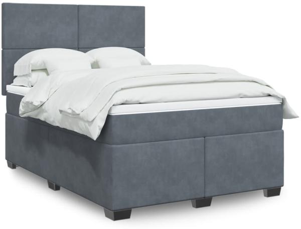 vidaXL Boxspringbett mit Matratze Dunkelgrau 140x200 cm Samt 3293225