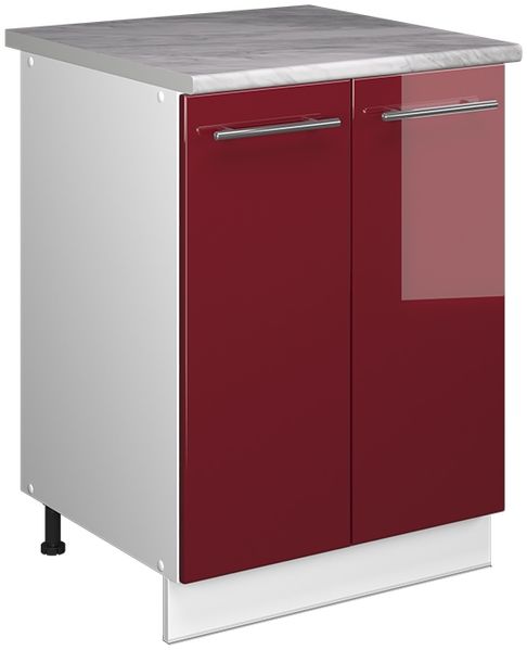 Spülenunterschrank Fame-Line Bordeaux Hochglanz/Weiß 60 cm Vicco