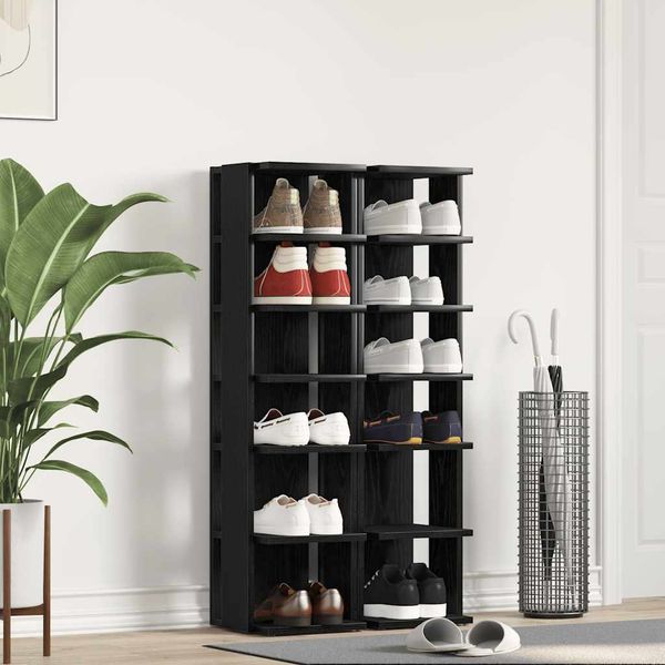 vidaXL Schuhschränke 2 Stk. Schwarz Eichen-Optik 25x27x102 cm 862067