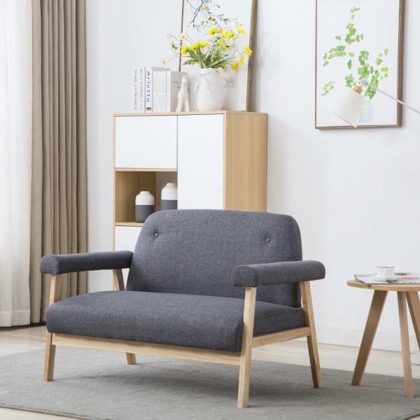 vidaXL 2-Sitzer-Sofa Stoff Dunkelgrau 246646