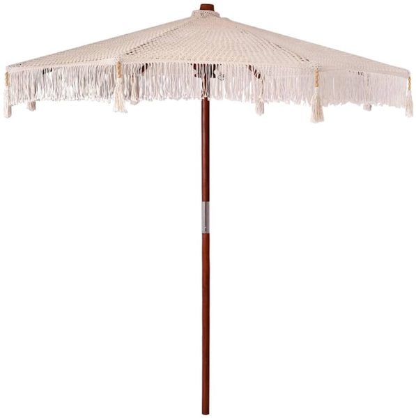 vidaXL Macrame Sonnenschirm Creme 252,5 x 252,5 x 260 cm 42006470