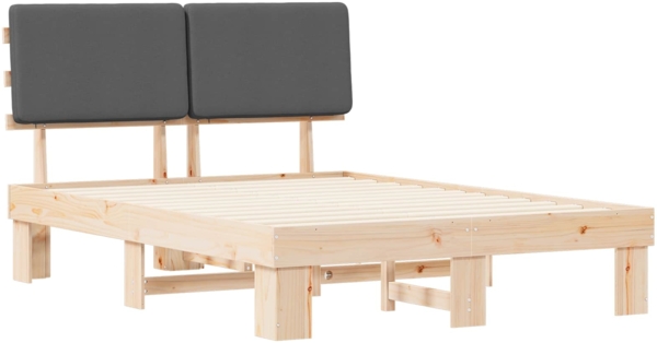 vidaXL Bettgestell mit gepolstertem Kopfteil Dunkelgrau 140 x 200 cm 877345 Bild 3