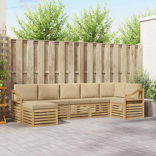 vidaXL Outdoor-Sofagarnitur 7 pcs Weiß und Beige 3392213