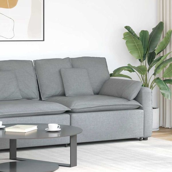 vidaXL Modulares Sofa Endmodul mit Armlehne Kissen Hellgrau 100 cm 4104387