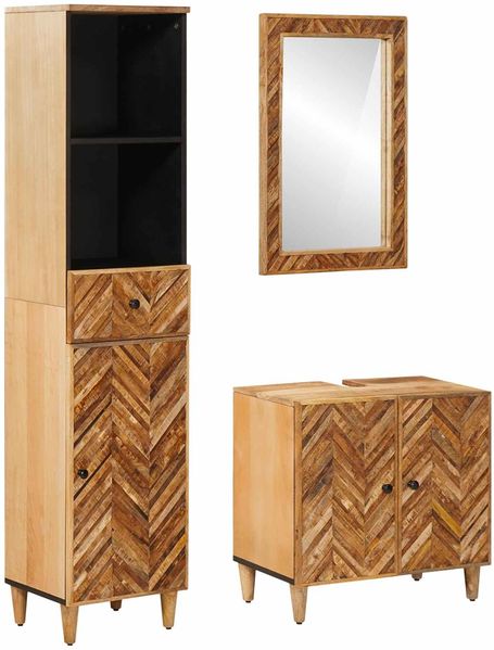 vidaXL Badezimmerschrank-Set mit Schubladen 3 pcs Massivholz Mango 3310178
