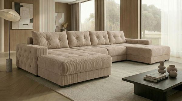 Ecksofa MODENA 320 cm x 185 cm – Stoff: ZOOM 03 Farbe: Beige