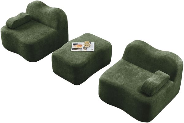 2-Sitzer Ecksofa mit Ottoman in Grün H 70 x T 192 x B 167 cm aus Samt, modular und rahmenlos Bild 7