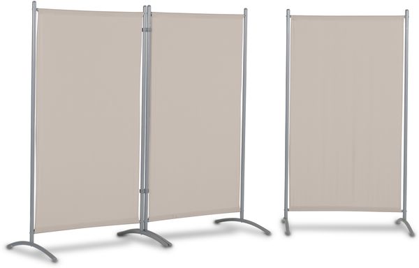 LECO Stellwand 3-teilig natur, mit Stahlrohrgestell grau, 260x60x156 cm