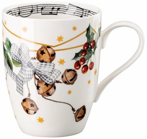 Hutschenreuther Becher Sammelserie Weihnachtslied 2024 Weihnachtsgeschirr, Porzellan, Jahresglocke, Weihnachtsglocke, Christbaumglocke 0,36 L