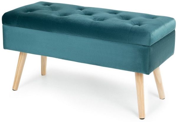 HawthyHome Polsterbank aus Samt mit Stauraum Sitzbank mit Holzbeinen
