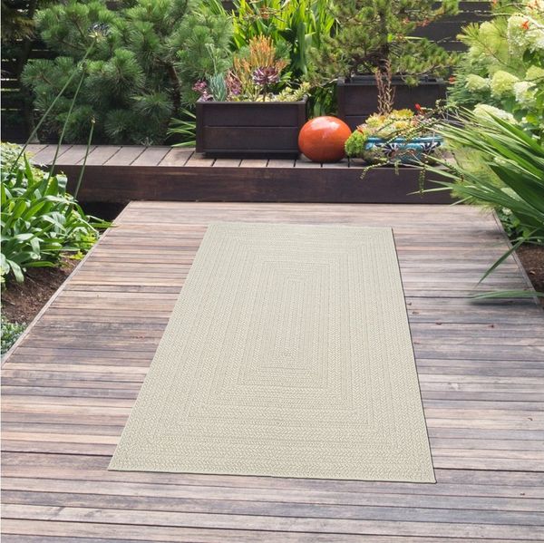 TeppichHome24 Outdoorteppich Langlebiger Outdoor-Teppich Terrassen- und Gartenteppich Creme, Rechteckig