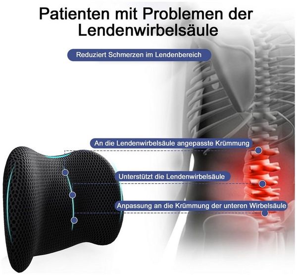 Mutig Rückenkissen Lumbalkissen Rückenkissen,Ergonomisches Lendenkissen aus Memory Foam, Rückenpolster für Back Support, Lendenstützkissen, für Autositze und Bürostühle Seitenschläfer,Rückenschläfer, verstellbares Rückenkissen zum Ausruhen, Schlafen, R...