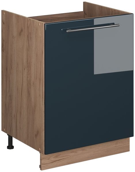 Spülenunterschrank Fame-Line Dunkelblau Hochglanz/Goldkraft Eiche 60 cm Vicco