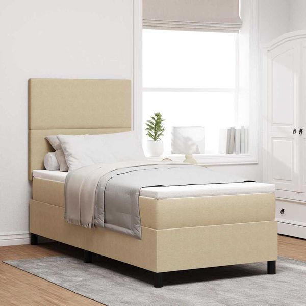 vidaXL Boxspringbett Hellgrau und Weiß 80 x 200 cm Cordstoff 3337534
