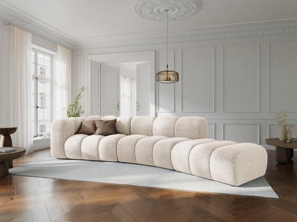 Micadoni Modulares Sofa Lupine 5-Sitzer Rechts Chenille Haga Helles Beige Bild 5
