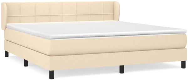 vidaXL Boxspringbett mit Matratze Creme 160x200 cm Stoff 3126258