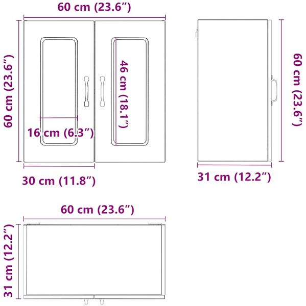 vidaXL Küchen-Hängeschrank mit Glastür Kalmar Sonoma-Eiche Holzwerkstoff 853670 Bild 12