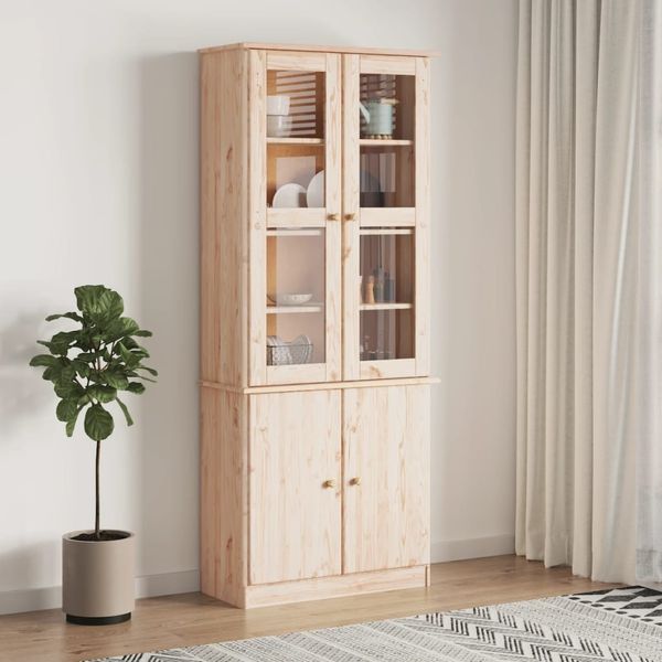 vidaXL Vitrinenschrank ALTA 77x35x186,5 cm Massivholz Kiefer 353949
