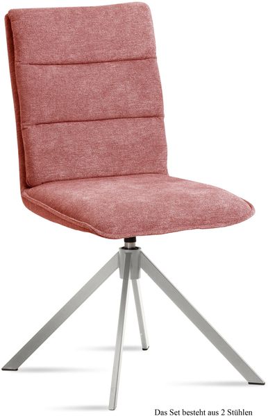 Esszimmerstuhl drehbar (2er-Set) Dulcie 47x92x60 Edelstahl/Rosewood