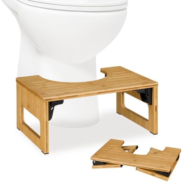 Klappbarer Toilettenhocker aus Bambus 10050294