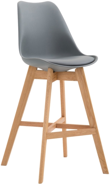 CLP Barhocker Cannes Kunststoff mit Rückenlehnen und Fußstütze,grau natura