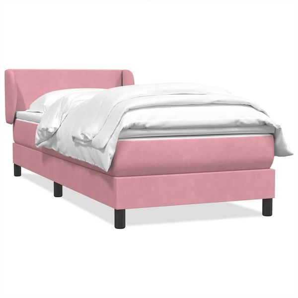 vidaXL Boxspringbett mit Matratze Rosa 90x220 cm Samt 3317390